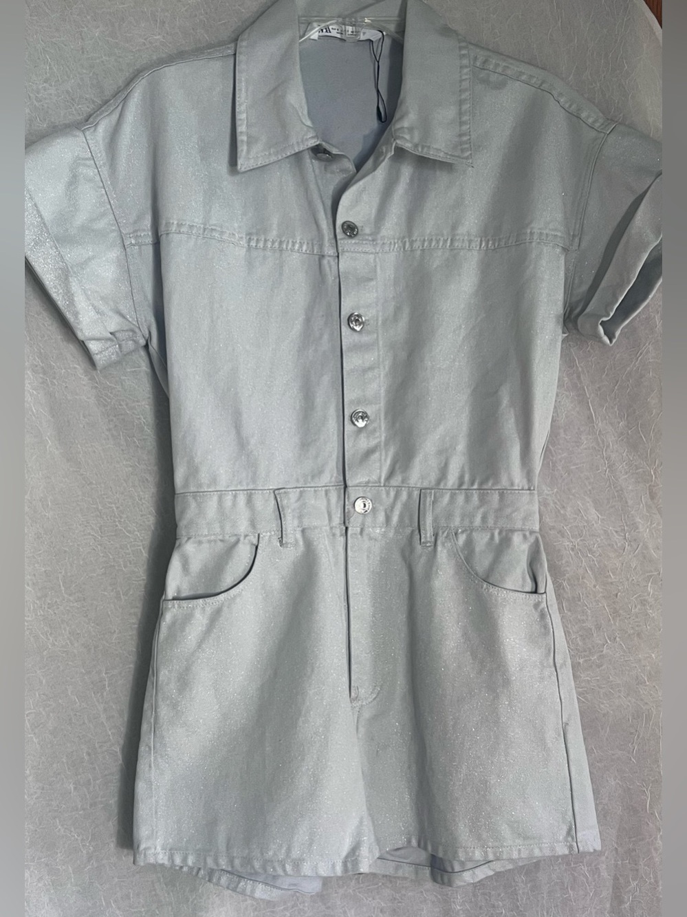 Zara light denim sparkly romper